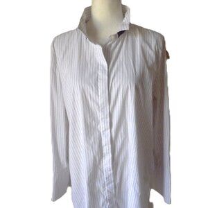 LaFayette 148 Blouse/ White Pinstripe/ XL